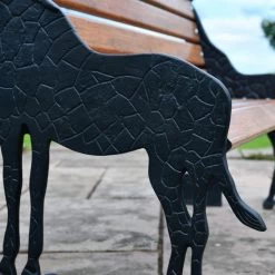 “Gambhira” Giraffe Garden Bench - Black -Garden Supply Discount Store lfd020 brn 9
