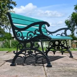 Green Victorian Park Bench -Garden Supply Discount Store lfd022 grn 4