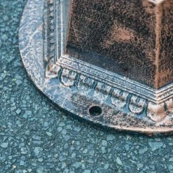 Antique Bronze Bollard With Sign -Garden Supply Discount Store lfd040 brz 2