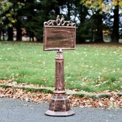 Antique Bronze Bollard With Sign -Garden Supply Discount Store lfd040 brz 7