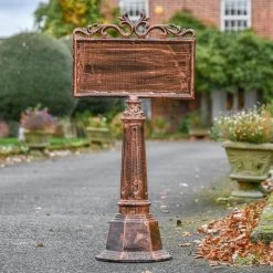 Antique Bronze Bollard With Sign -Garden Supply Discount Store lfd040 brz 8