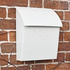 Cream Contemporary Post Box With Lock -Garden Supply Discount Store lockable white contemporary post box