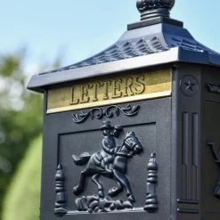 Matt Black Freestanding Huntingdon Post Box -Garden Supply Discount Store matt black huntingdon post box 2