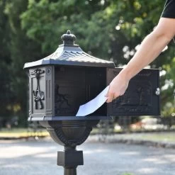 Matt Black Freestanding Huntingdon Post Box -Garden Supply Discount Store matt black huntingdon post box 3