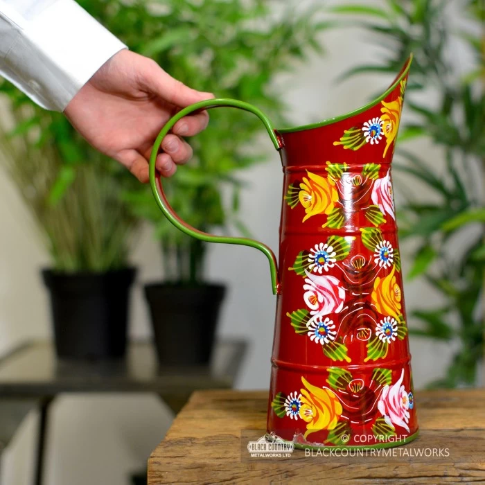 Small Red Traditional Hand Painted Narrowboat Style Jug - 31cm 8 Small Red Traditional Hand Painted Narrowboat Style Jug - 31cm - Image 6