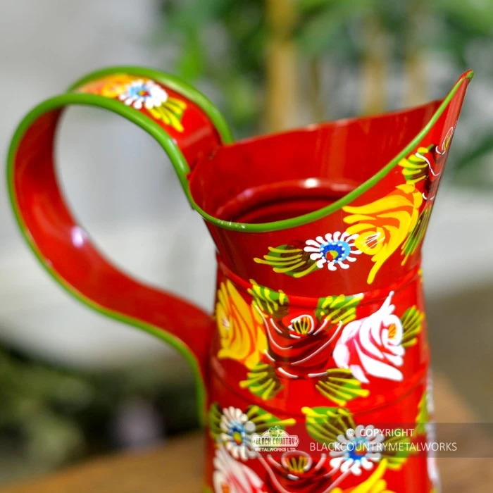 Small Red Traditional Hand Painted Narrowboat Style Jug - 31cm 6 Small Red Traditional Hand Painted Narrowboat Style Jug - 31cm - Image 4
