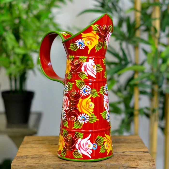 Small Red Traditional Hand Painted Narrowboat Style Jug - 31cm 4 Small Red Traditional Hand Painted Narrowboat Style Jug - 31cm - Image 2