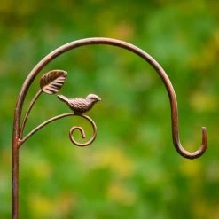 Metallic Bronze Bird & Leaf Shepherds Crook
