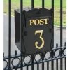 "The Mulrose" Post Box For Gates With Numerals -Garden Supply Discount Store mulrose post box on gate with brass numbers 1