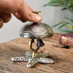 Silver & Gold Star Fish Reception Bell -Garden Supply Discount Store ng009 pa check in desk bell