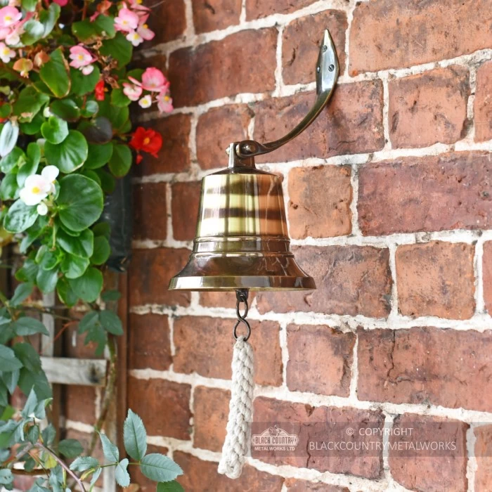 6" Antique Brass Bell With Rope Lanyard 5 6" Antique Brass Bell With Rope Lanyard - Image 3