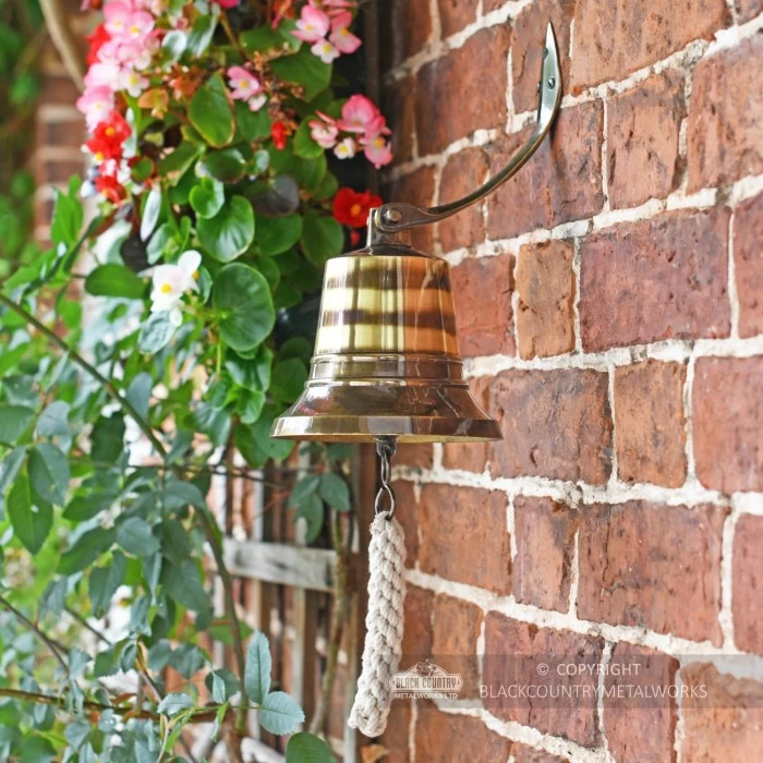 6" Antique Brass Bell With Rope Lanyard 6 6" Antique Brass Bell With Rope Lanyard - Image 4