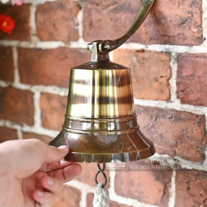 6" Antique Brass Bell With Rope Lanyard 4 6" Antique Brass Bell With Rope Lanyard - Image 2