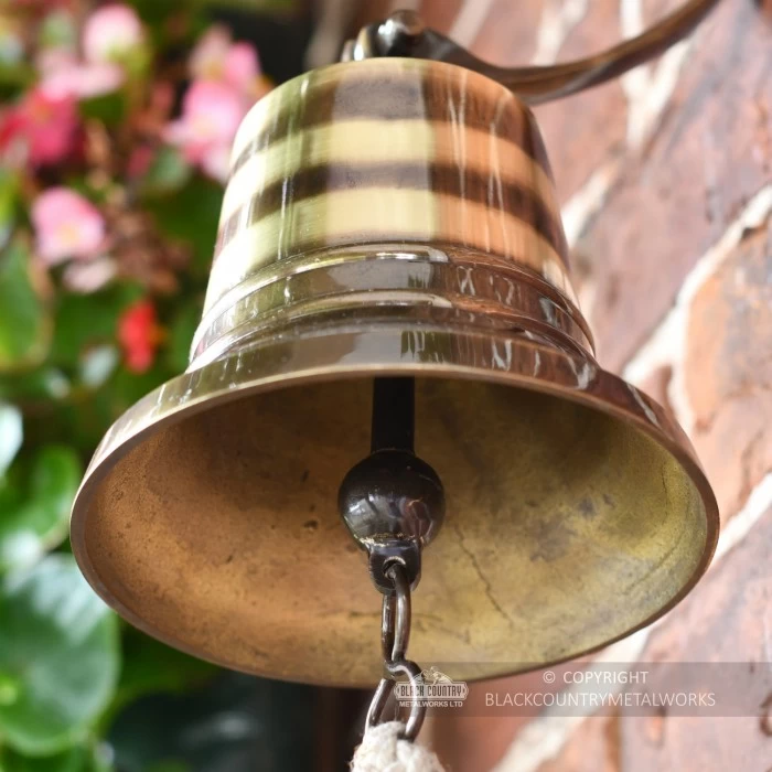 6" Antique Brass Bell With Rope Lanyard 7 6" Antique Brass Bell With Rope Lanyard - Image 5