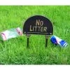 "No Litter" Solid Brass & Black Lawn Sign -Garden Supply Discount Store no litter 1