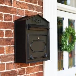 "Osteler Oppulence" Black Wall Mounted Post Box With Black Lettering -Garden Supply Discount Store osteler oppulence black wall mounted post box with black lettering