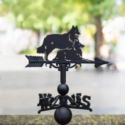 Pair Of Belgian "Tervuren" Shepherds Dog Weathervane -Garden Supply Discount Store pair of belgian shepherds dog weathervane 2