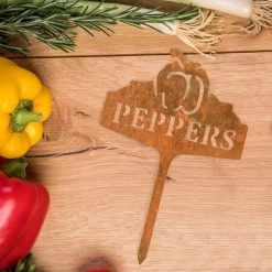 Rustic "Peppers" Vegetable Label -Garden Supply Discount Store peppers label rus 4
