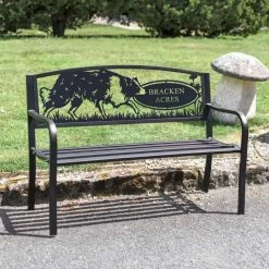 Personalised Border Collie Iron & Steel Park Bench In Black -Garden Supply Discount Store personalised border collie iron steel park bench in black 1 1