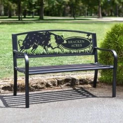 Personalised Border Collie Iron & Steel Park Bench In Black -Garden Supply Discount Store personalised border collie iron steel park bench in black 4 1