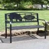 Personalised Farmyard Pig Iron & Steel Park Bench In Black