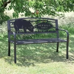 Personalised Farmyard Pig Iron & Steel Park Bench In Black -Garden Supply Discount Store personalised farmyard pig iron steel park bench in black 3