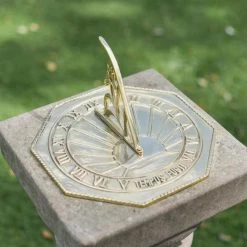 Polished Brass 'Copernicus' Sundial - 250mm -Garden Supply Discount Store polished brass copernicus sundial 250mm 2