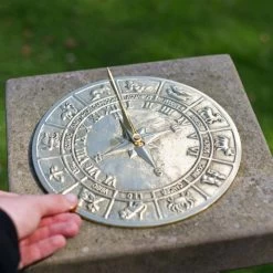 Polished Brass 'Horoscope' Sundial - 230mm -Garden Supply Discount Store polished brass horoscope sundial 230mm 1