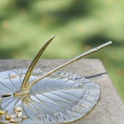 Polished Brass 'Lily Pad & Bullfrog' Sundial - 210mm 7 Polished Brass 'Lily Pad & Bullfrog' Sundial - 210mm -Garden Supply Discount Store polished brass lily pad bullfrog sundial 210mm 1