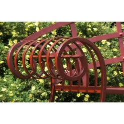 “Hampton Bridge” Wrought Iron Chaise Garden Bench -Garden Supply Discount Store red railway bench close