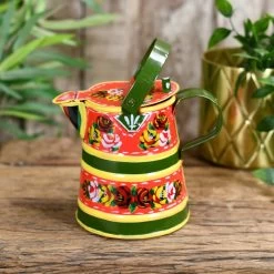 Traditional Red Hand Painted Watering Can - 1 Pint 9 Traditional Red Hand Painted Watering Can - 1 Pint -Garden Supply Discount Store red small watering can view from side