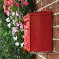 "Horncastle Abbey" Red Wall Mounted Post Box -Garden Supply Discount Store red wall mounted post box with locking front door