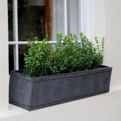 Ribbed Steel Window Trough Planter - 90cm -Garden Supply Discount Store ribbed steel window trough planter 3