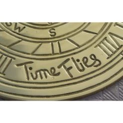 Polished Brass 'Time Flies' Sundial - 200mm -Garden Supply Discount Store rime flies sumdial 2 close 1