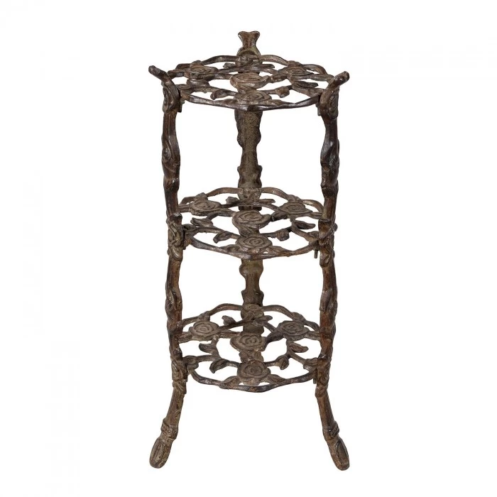 'The Roses' Aged Rustic Cream Cast Iron Side Stand 3 'The Roses' Aged Rustic Cream Cast Iron Side Stand