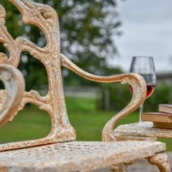 'Alvera' Rustic Cream Cast Iron Victorian Chair -Garden Supply Discount Store rustic cream cast iron victorian chair 5