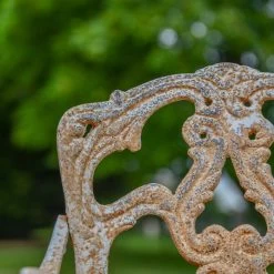 'Alvera' Rustic Cream Cast Iron Victorian Chair -Garden Supply Discount Store rustic cream cast iron victorian chair 8