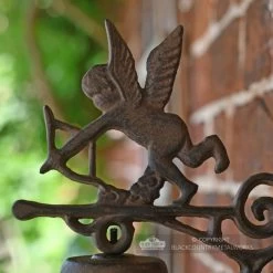 Rustic Garden Bell - Angel -Garden Supply Discount Store rustic iron garden bell with angel motif