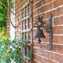 Rustic Garden Bell - Angel -Garden Supply Discount Store rustic iron wall mounted garden bell