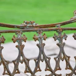 'The Bartholomew' Rustic Cast Iron Gothic Three Seater Bench -Garden Supply Discount Store rustic large iron bench 7