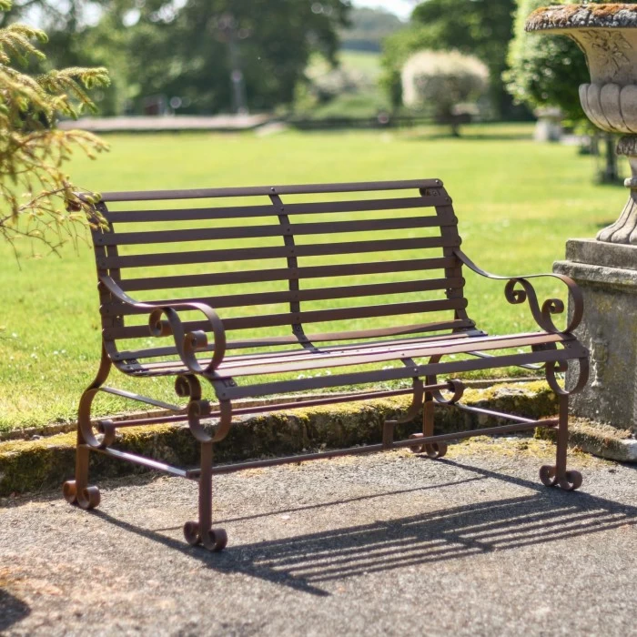 Rustic Wrought Iron “Chatham" Two Seater Garden Bench 3 Rustic Wrought Iron “Chatham" Two Seater Garden Bench
