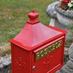 “Saffron Blossom” Red Suffolk Post Box -Garden Supply Discount Store saffron blossom red suffolk post box with stand 8