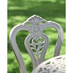 Deluxe "Rosenbloom" Two Seater Garden Table & Chair Set In Champagne -Garden Supply Discount Store scrollwork close shot 6 1