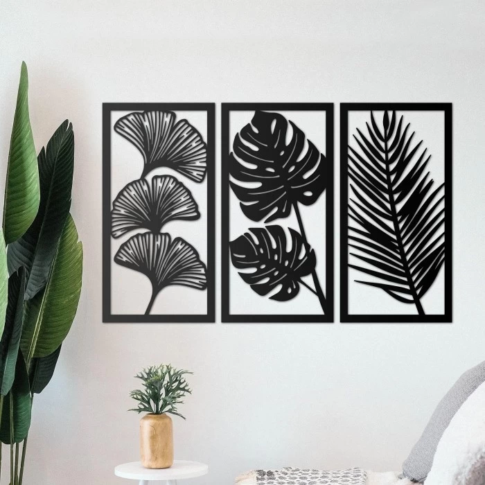 Tropical Leaf Wall Art- Set Of Three 3 Tropical Leaf Wall Art- Set Of Three