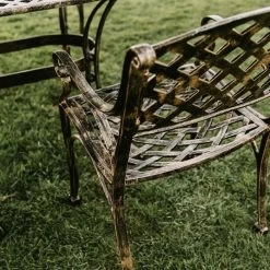 Brushed Gold "Chigwell" Oval Six Seater Table & Chair Set -Garden Supply Discount Store sg008 blk gld 4