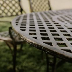 Brushed Gold "Chigwell" Oval Six Seater Table & Chair Set -Garden Supply Discount Store sg008 blk gld 10