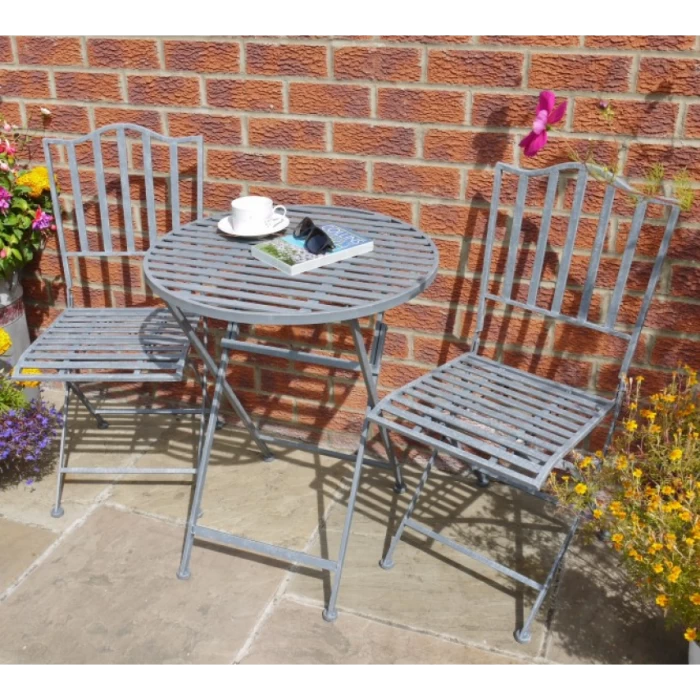 "Shabby Chic" Grey Two Seat Table Set 4 "Shabby Chic" Grey Two Seat Table Set - Image 2