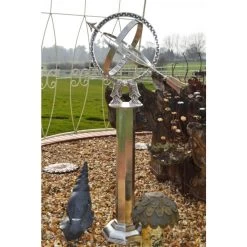 Antique Silver Armillary With Column - 105cm -Garden Supply Discount Store silver antique sundial armillary on plinth on the display area hs042