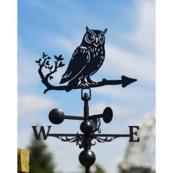 Slim Steel Wise Owl Weathervane - Horizontal Fitting -Garden Supply Discount Store slim steel wise owl weathervane 3