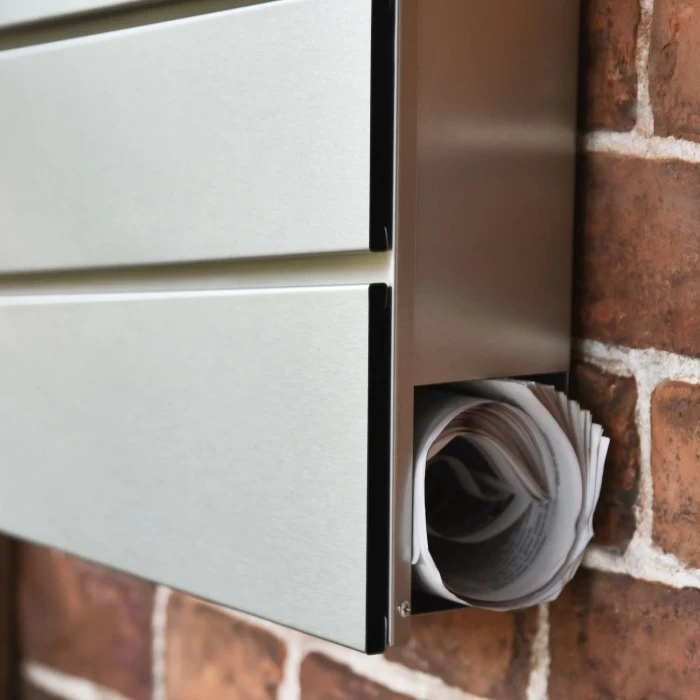 Stainless Steel "The Glade" Wall Mounted Post Box & Newspaper Holder - Image 4